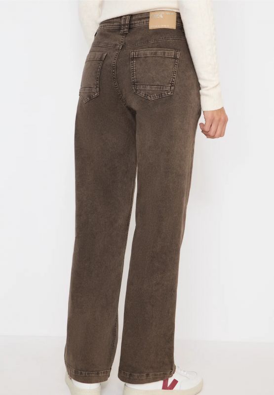Pantalone jeans. vestibilità ampia, v... - cioccolato