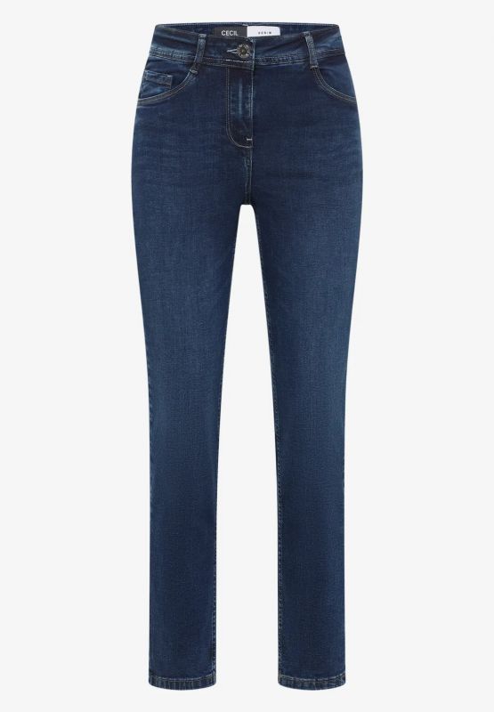 Jeans elasticizzati aderenti a vita a... - blu