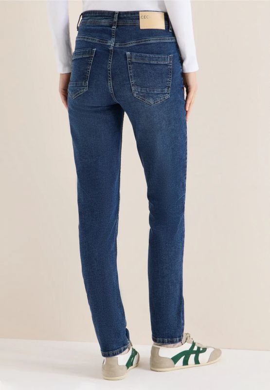 Jeans elasticizzati aderenti a vita a... - blu
