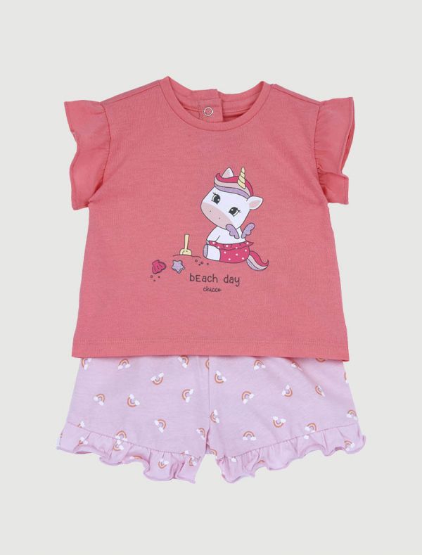 Completo maglia e pantalone corto Chicco - rosa