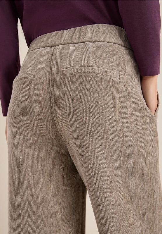 Pantalone curvy. vita alta, gamba lar... - beige