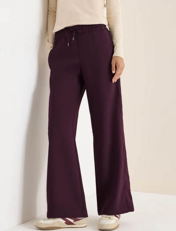 Pantalone curvy. vita alta, gamba lar... - prugna