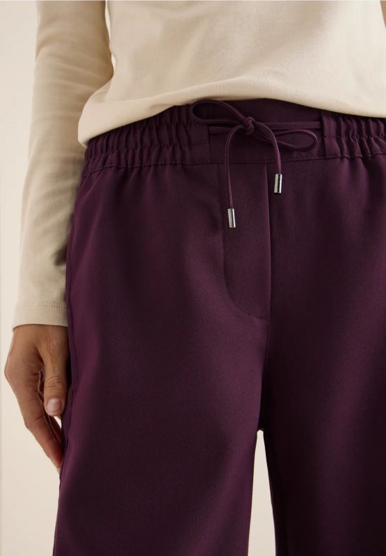 Pantalone curvy. vita alta, gamba lar... - prugna