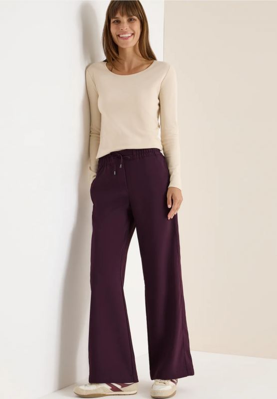 Pantalone curvy. vita alta, gamba lar... - prugna