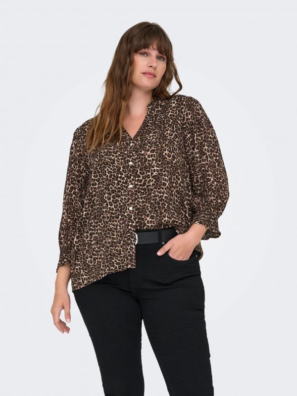 Camicia con scollo a v. chiusura con ... - leopardo