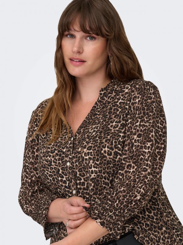 Camicia con scollo a v. chiusura con ... - leopardo