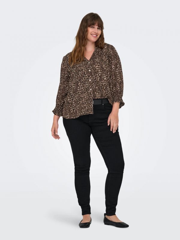 Camicia con scollo a v. chiusura con ... - leopardo