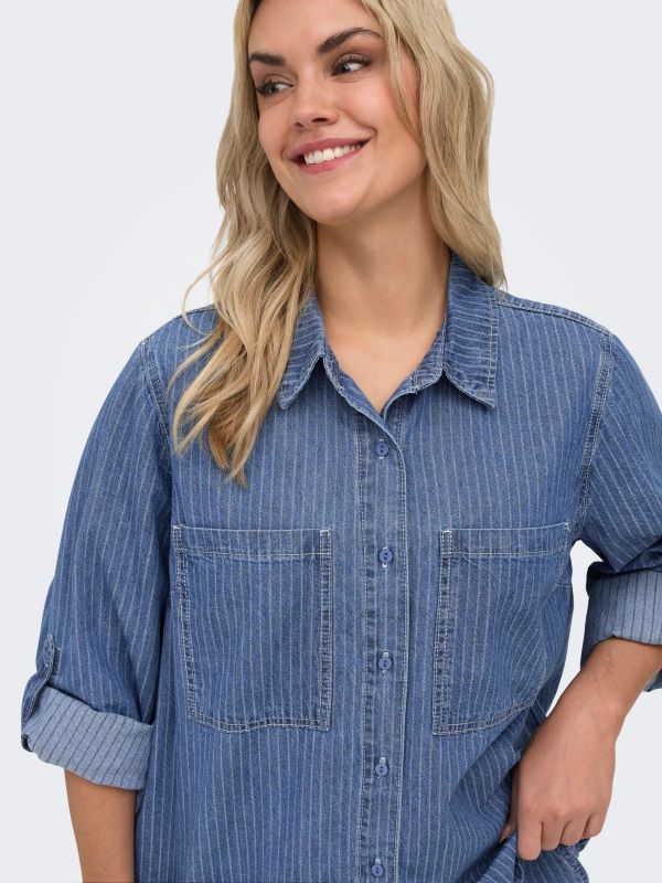 Camicia in jeans con colletto. chiusu... - medium blue denim