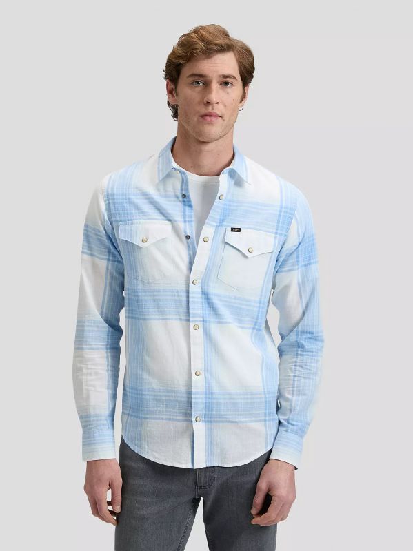 Camicia manica lunga casual Lee - bianco azzurro