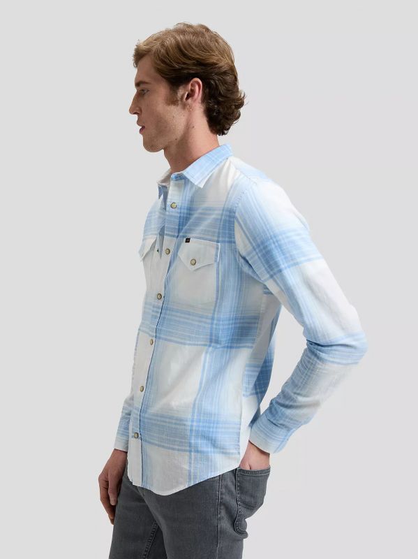 Camicia manica lunga casual Lee - bianco azzurro