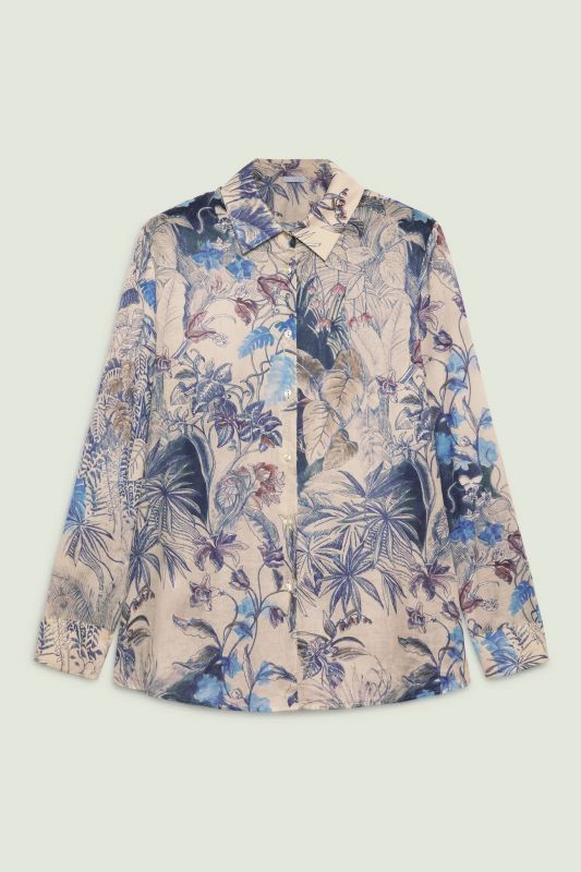 Camicia manica lunga curvy Luisa Viola - azzurro beige