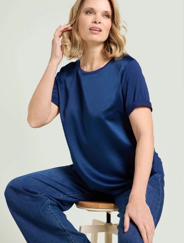 Camicia manica corta curvy Luisa Viola - blu