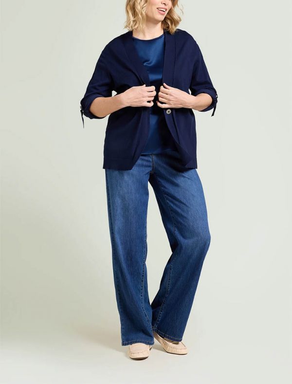 Camicia manica corta curvy Luisa Viola - blu