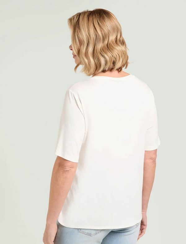 Camicia manica corta curvy Luisa Viola - latte