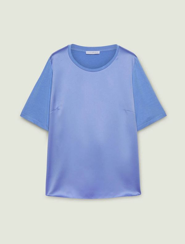 Camicia manica corta curvy Luisa Viola - light blu