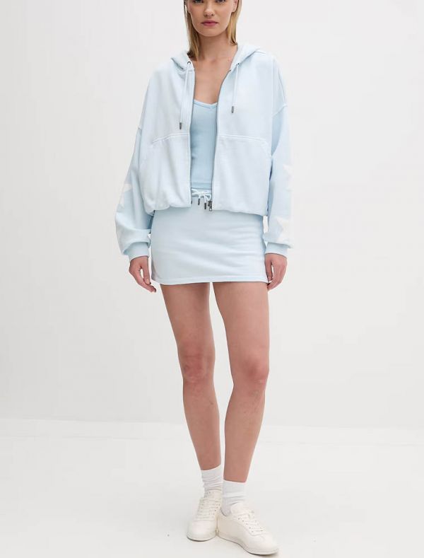 Maglia in felpa zip cappuccio Guess Jeans - azzurro