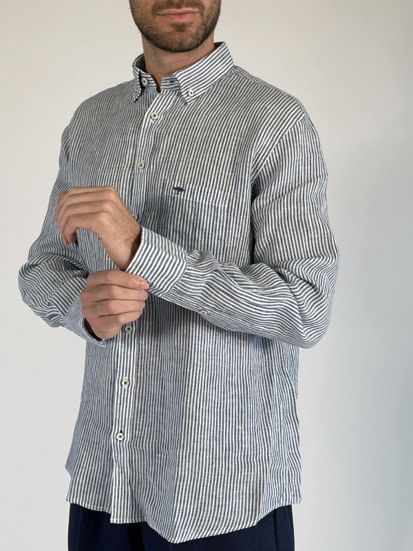 Camicia manica lunga casual Fynch-hatton - riga blu