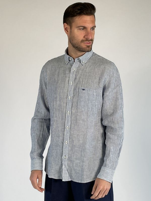 Camicia manica lunga casual Fynch-hatton - riga blu