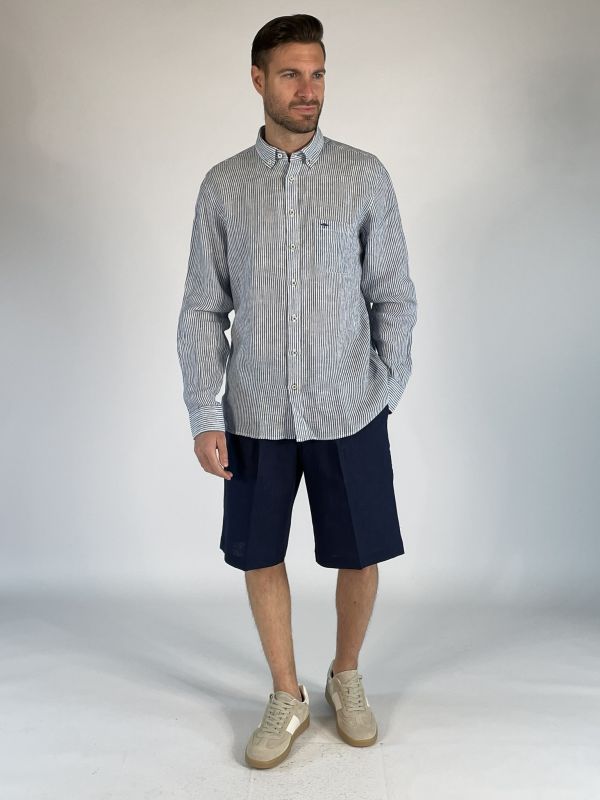 Camicia manica lunga casual Fynch-hatton - riga blu