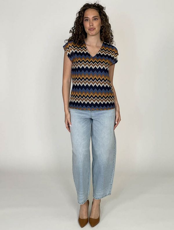 Maglia manica corta Artigli - blu marrone