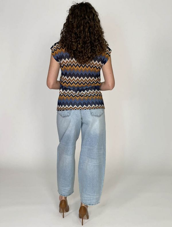 Maglia manica corta Artigli - blu marrone