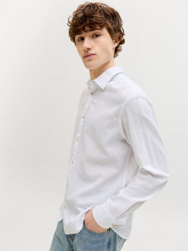 Camicia manica lunga lino Jack & Jones - white