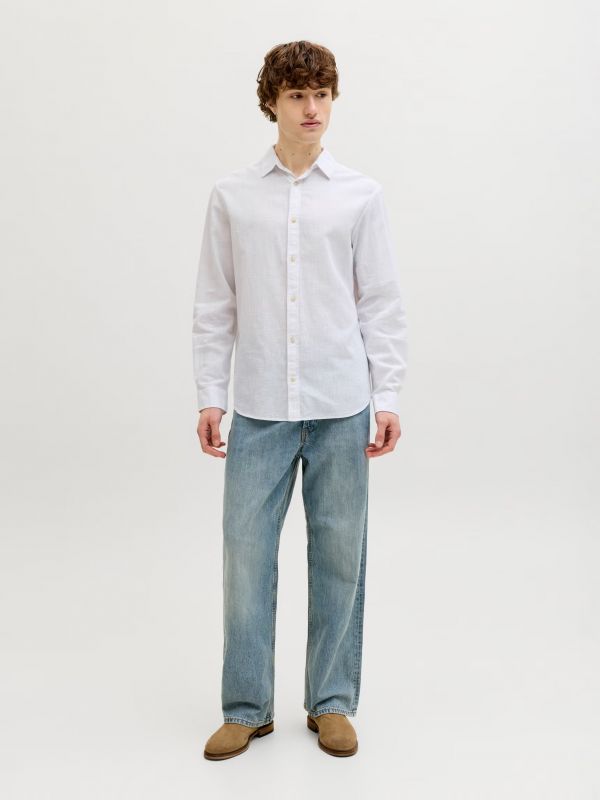 Camicia manica lunga lino Jack & Jones - white