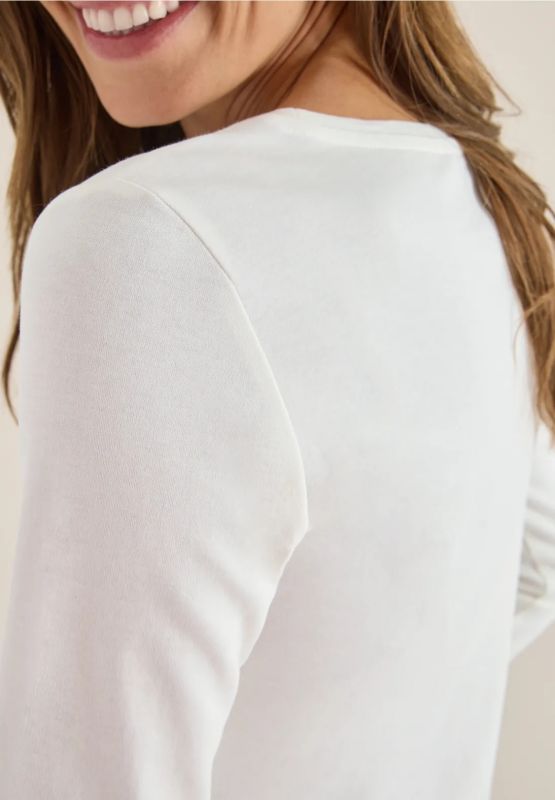 Maglia basica in cotone. scollo a bar... - bianco