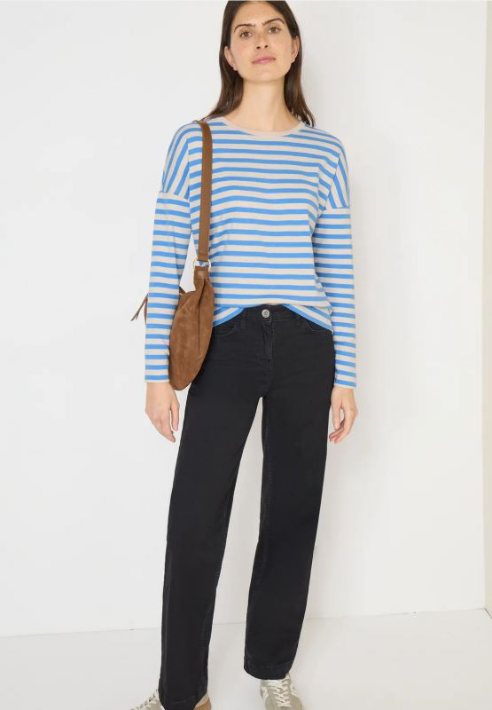 Maglia a maniche lunghe girocollo. ve... - blu