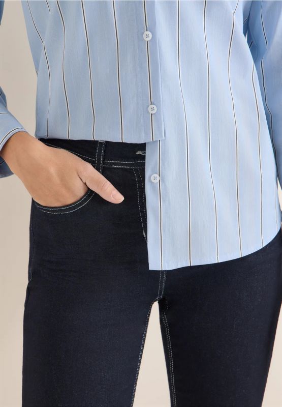 Camicia con orlo arrotondato. collo c... - blu