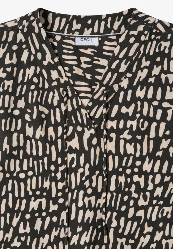 Blusa scollo a v con coulisse. manich... - kaki