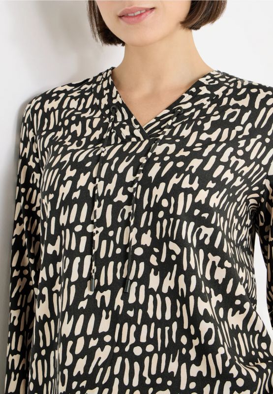 Blusa scollo a v con coulisse. manich... - kaki