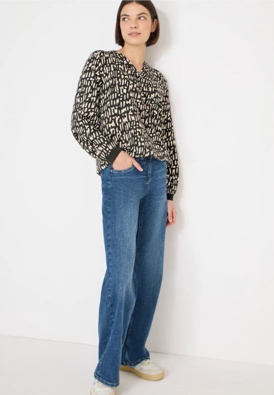 Blusa scollo a v con coulisse. manich... - kaki