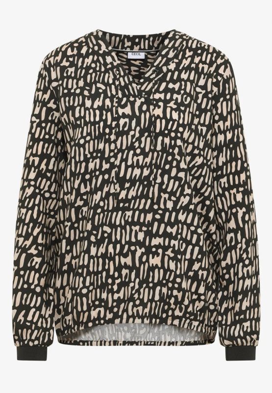 Blusa scollo a v con coulisse. manich... - kaki