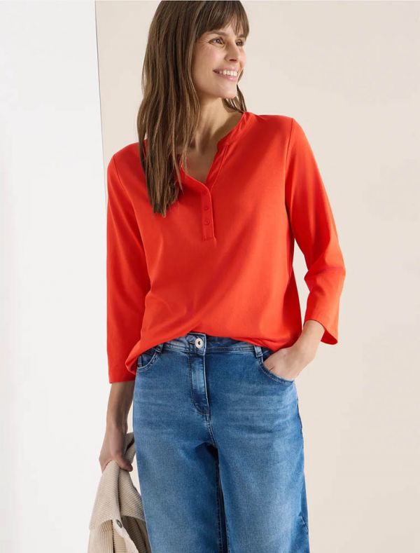 Maglia con maniche a tre quarti. scol... - ciliegia