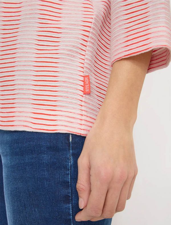 Maglia con scollo a barchetta e manic... - ciliegia