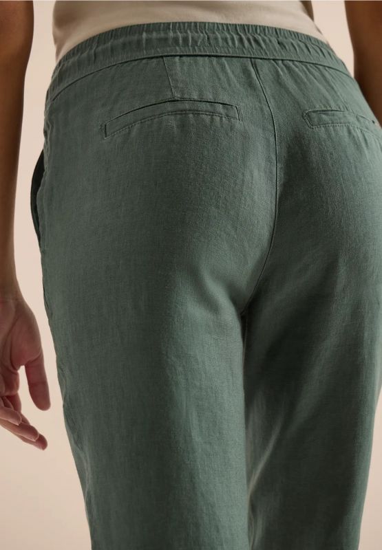 Pantalone a sigaretta in lino. vita e... - kaki