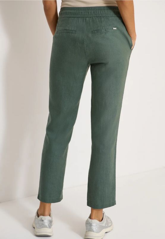 Pantalone a sigaretta in lino. vita e... - kaki