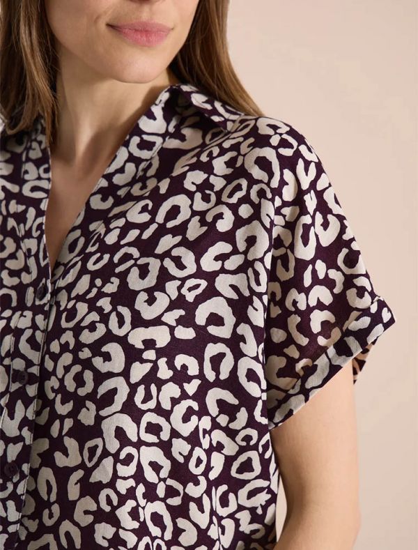 Camicetta manica corta con scollo a v... - burgundy