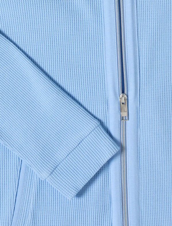 Felpa aperta con cappuccio e coulisse... - azzurro