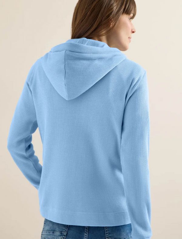 Felpa aperta con cappuccio e coulisse... - azzurro