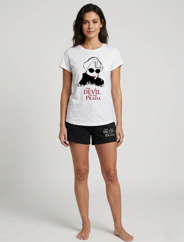 Pigiama corto Cartoni - bianco nero