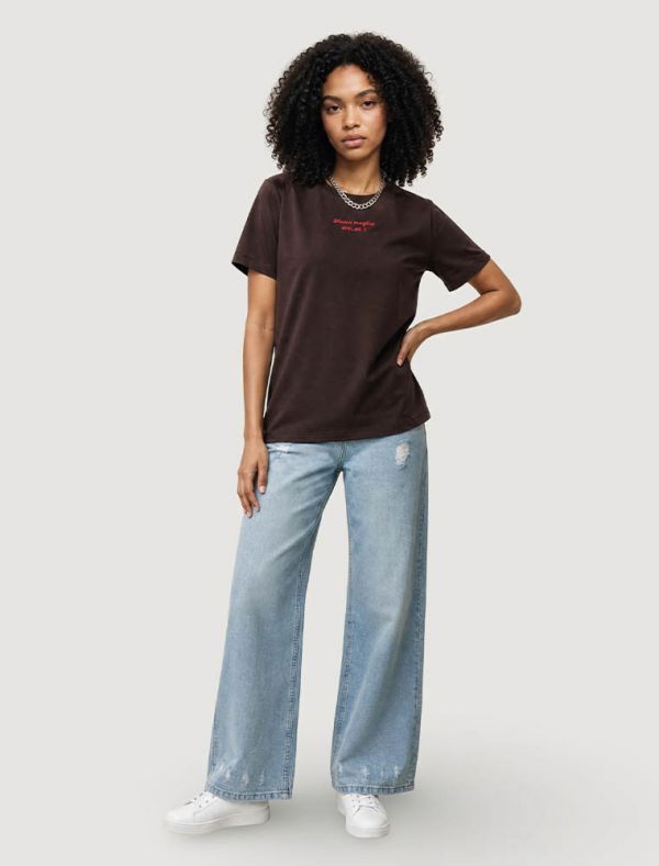 T-shirt manica corta Only - cioccolato