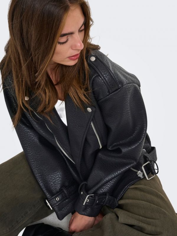 Giubbino ecopelle Only - black