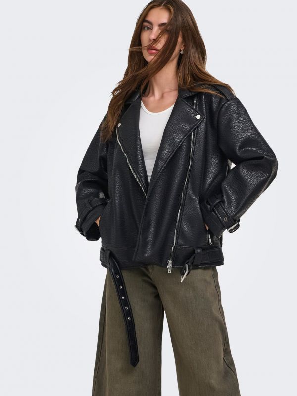 Giubbino ecopelle Only - black