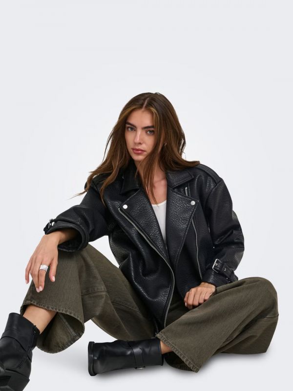 Giubbino ecopelle Only - black