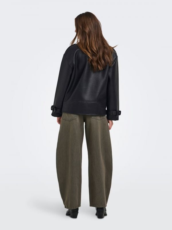 Giubbino ecopelle Only - black