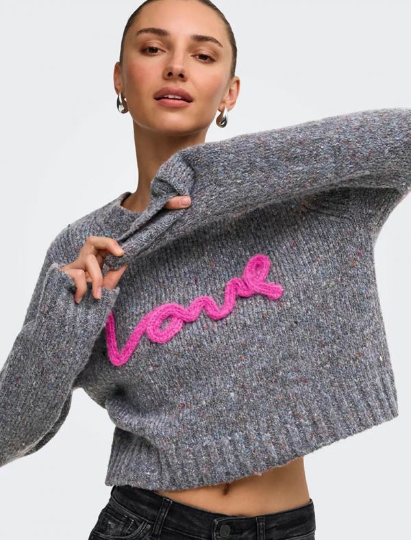 Pullover manica lunga Only - grey melange