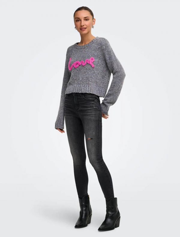Pullover manica lunga Only - grey melange
