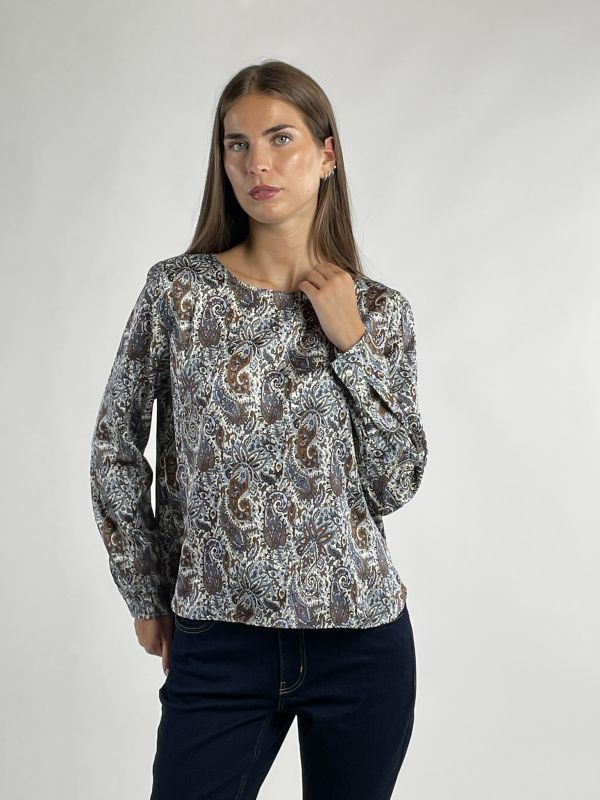 Camicia manica lunga Emme - avorio blu